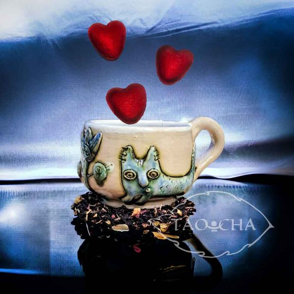 Подарунковий набір чашка "Котики" + чай серце gf011 фото