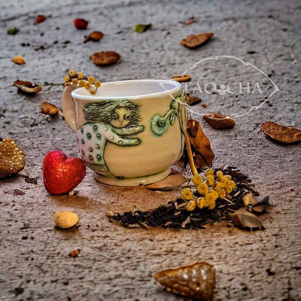 Подарунковий набір чашка "Перше кохання" + чай серце gf014 фото