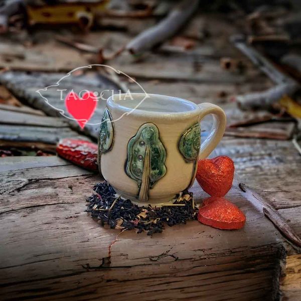 Подарунковий набір чашка "Чарівні дерева" + чай серце gf015 фото