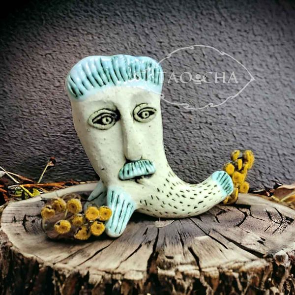 Керамічна фігурка для медитації "Рибка-рибалка" gf019 фото